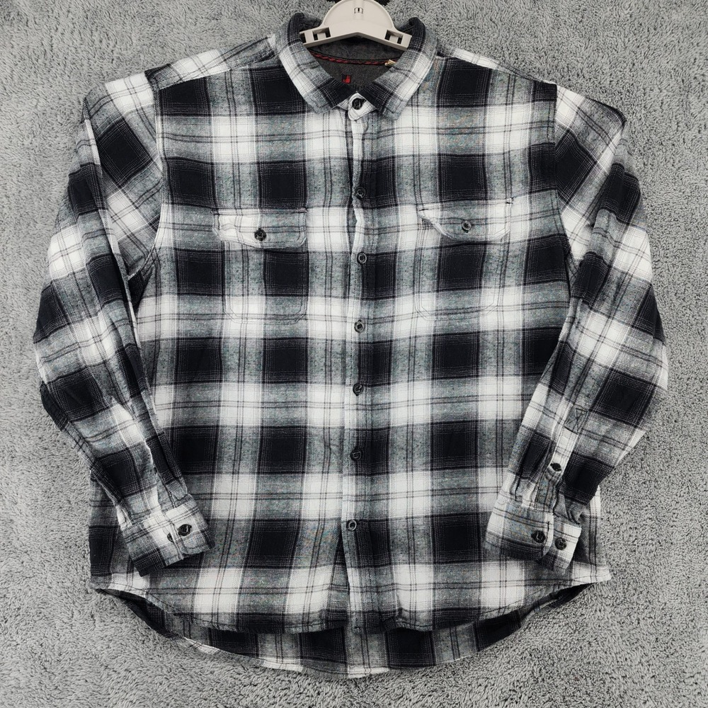 Woolrich Shirt Mens XXL‎ Black Gray Buffalo Plaid Ultimate Flannel Dual Pockets - Picture 2 of 10